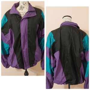 AEGIS SPORTS  90s  ZIP UP- MULTI COLOR BLOCK DESIGN WINDBREAKER- M